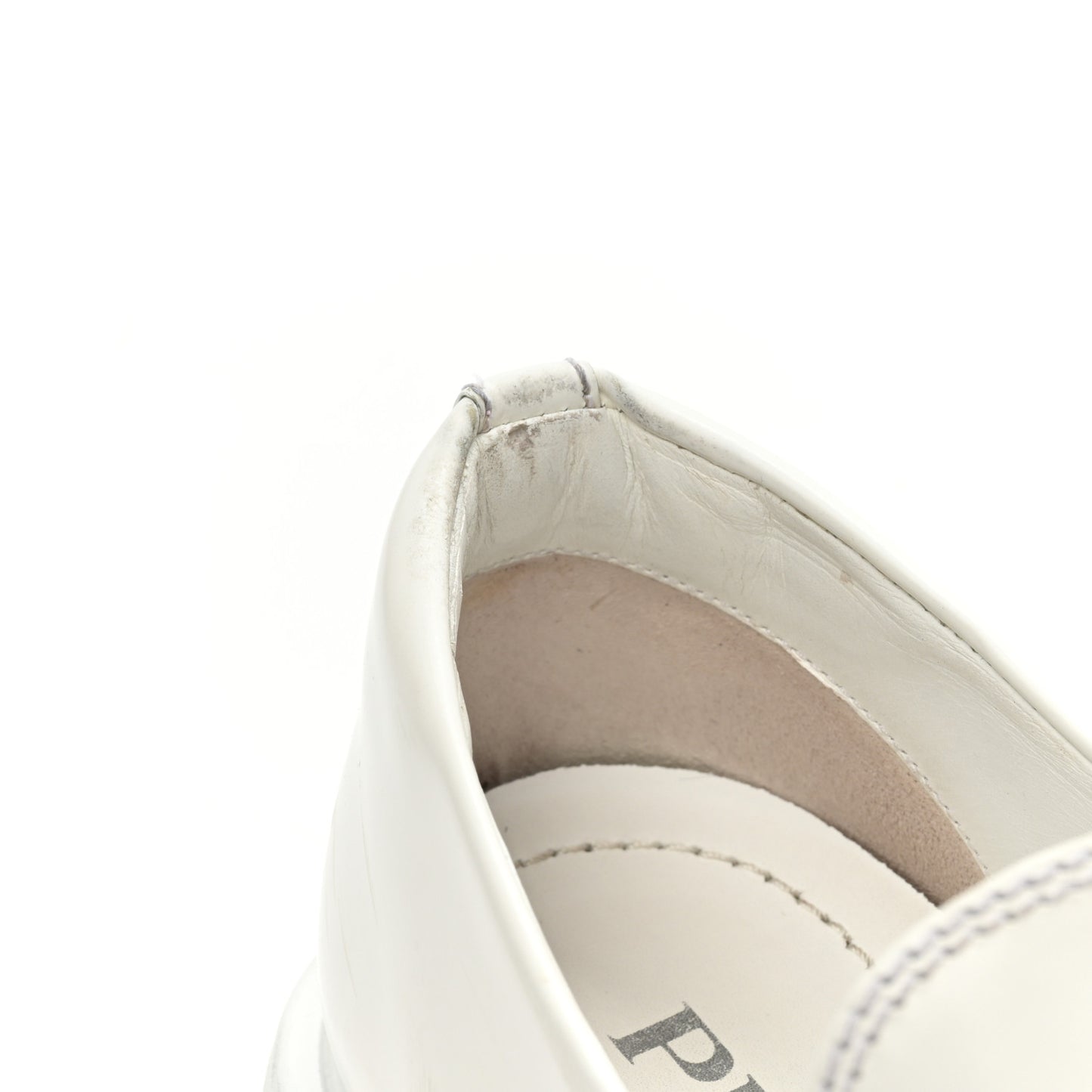 Spazzolato Metal Triangle Logo Monolith Pointy 55mm Loafers 39 White