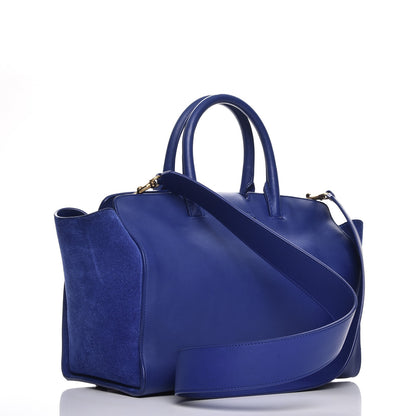 Saint Laurent Calfskin Suede Small Monogram Downtown Cabas Ultramarine 4 of 12