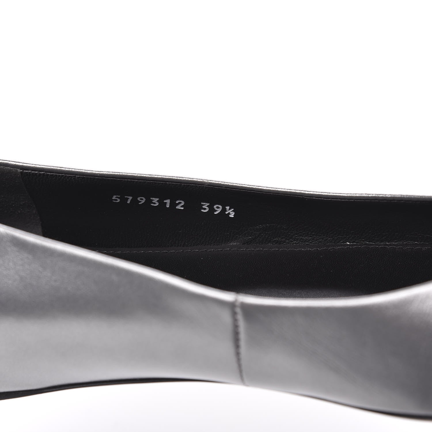 Balenciaga Metallic Calfskin BB Knife Pointy Toe Ballerina Flats 39.5 Silver Hardware 7 of 9