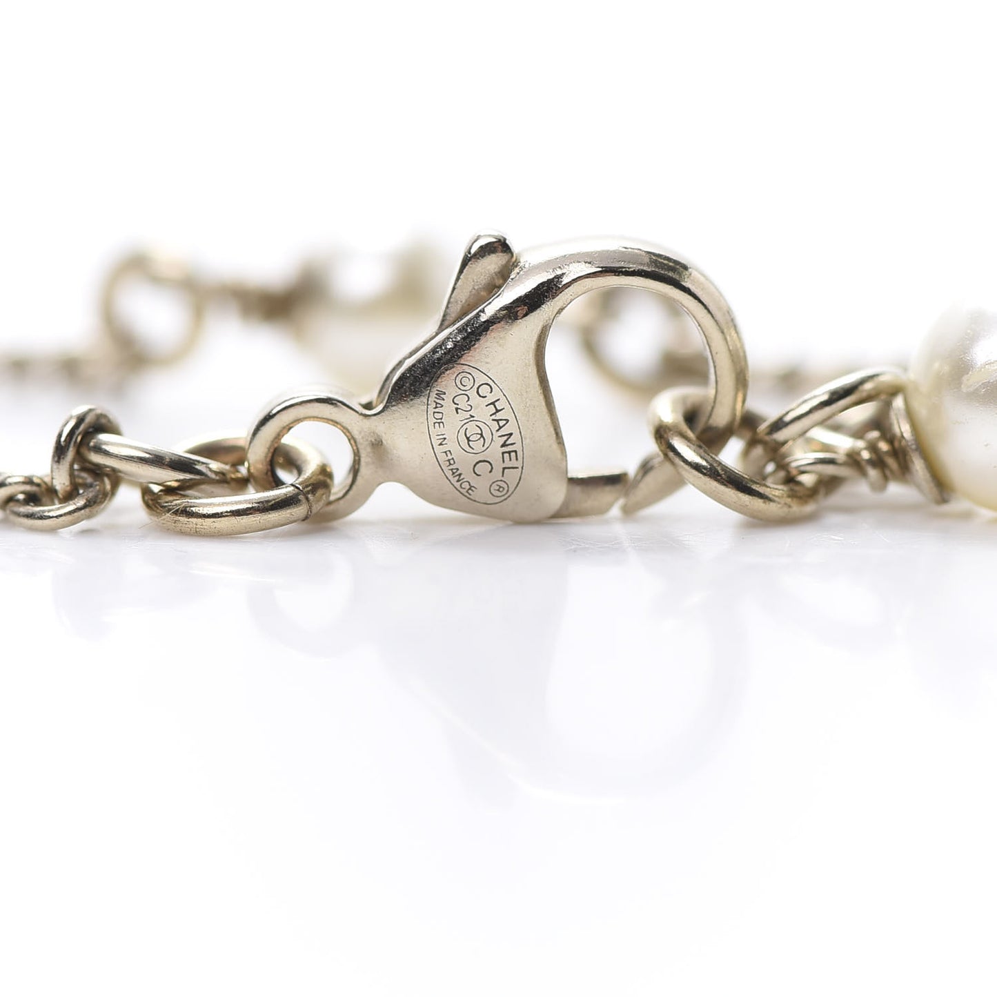 Pearl Crystal CC Bracelet Gold