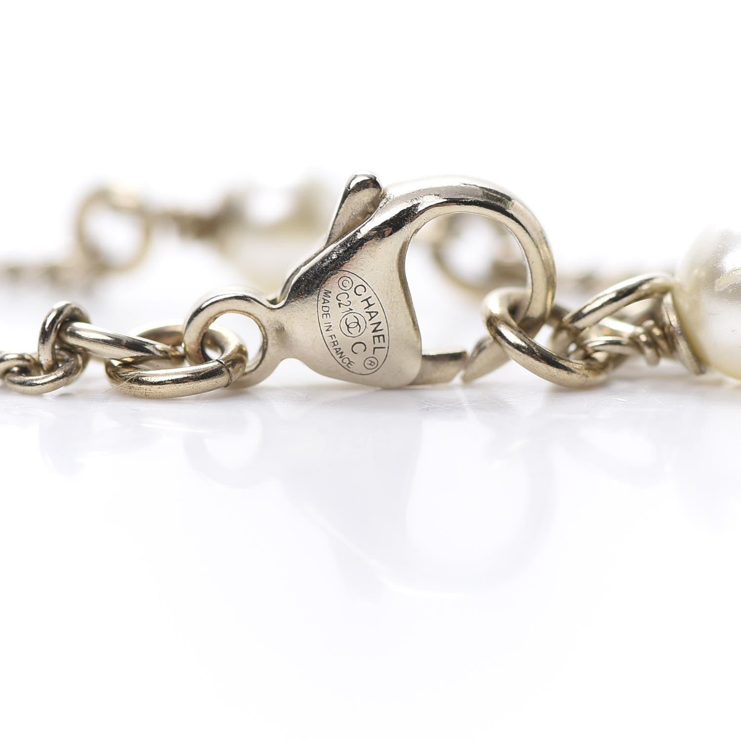 Chanel Pearl Crystal CC Bracelet Gold 4 of 5