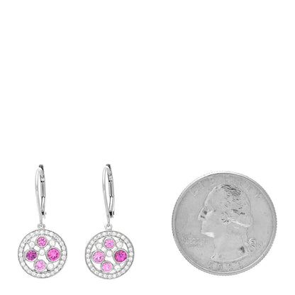 Tiffany Platinum Diamond Pink Sapphire Cobblestone Drop Earrings 2 of 4
