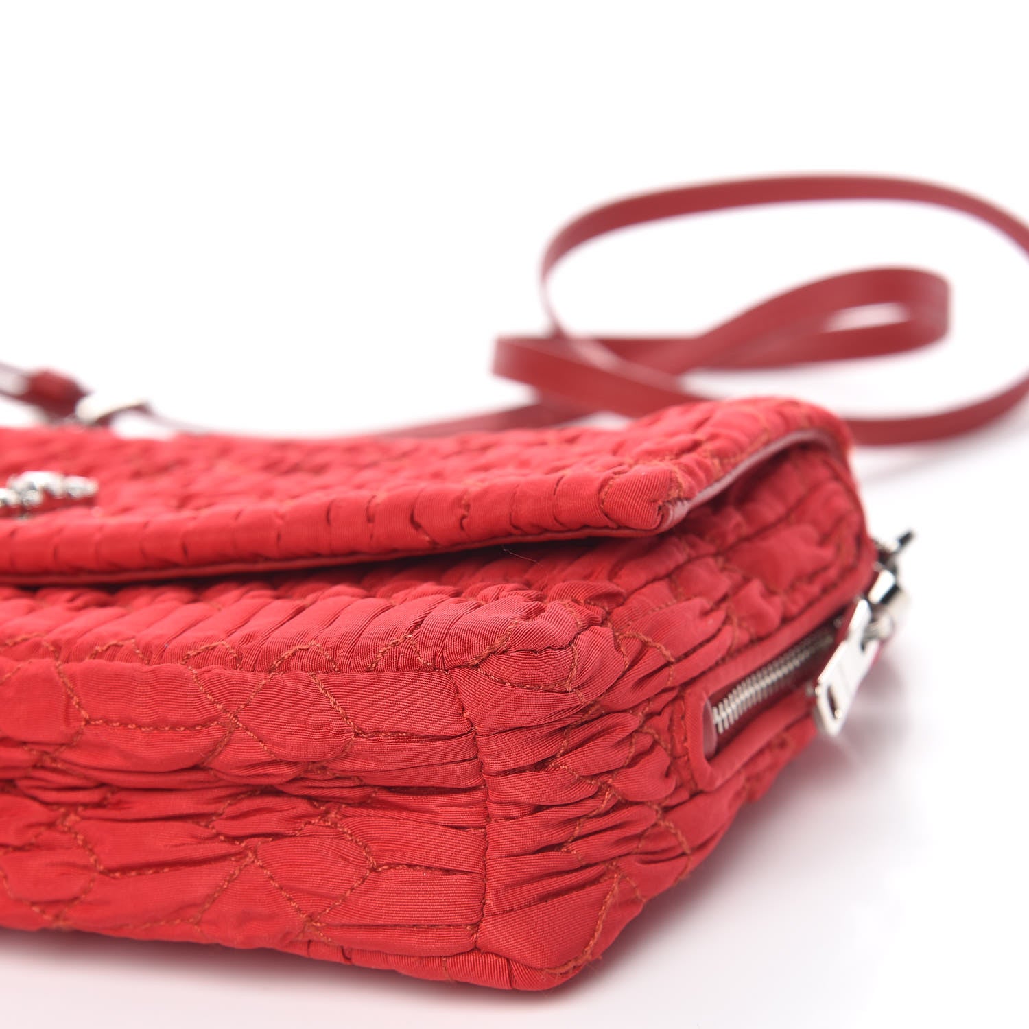 Miu Miu Faille Matelasse Crystal Flap Clutch Fuoco 10 of 11