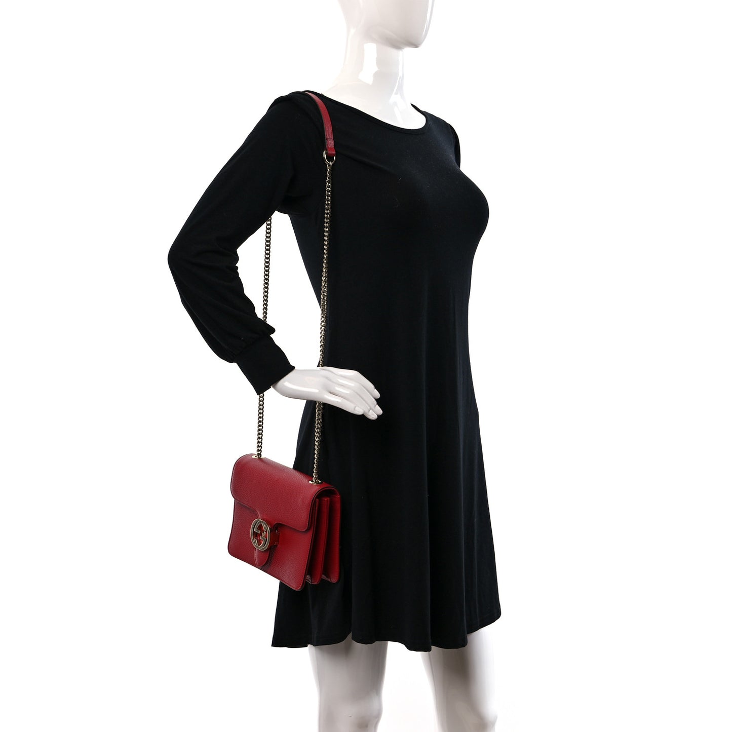Dollar Calfskin Small Interlocking G Shoulder Bag Red