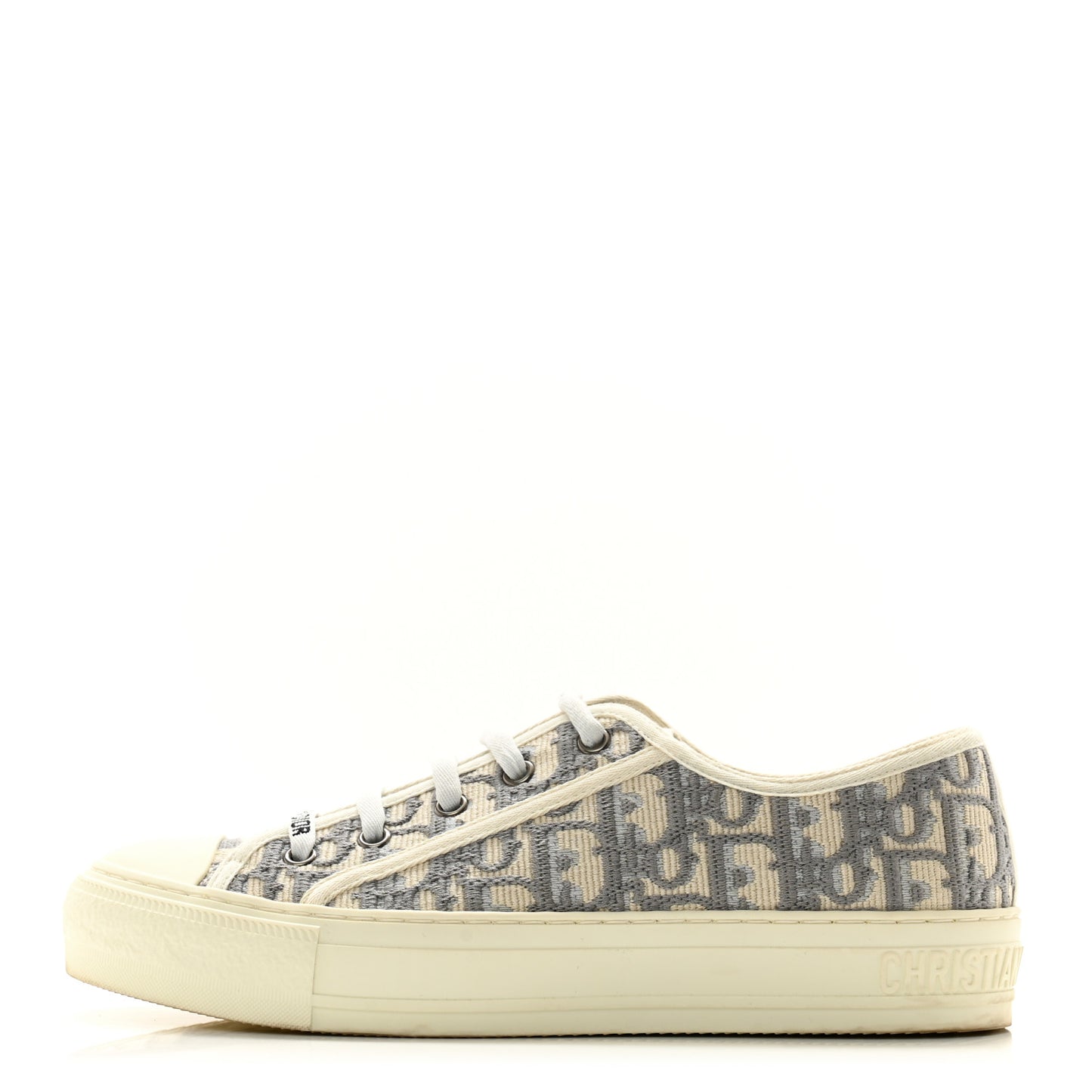 Canvas Oblique Walk'N'Dior Low Top Sneakers 38 Grey Stone