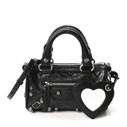Balenciaga Agneau Arena Crystal Neo Nano Cagole Handbag Black 4 of 21