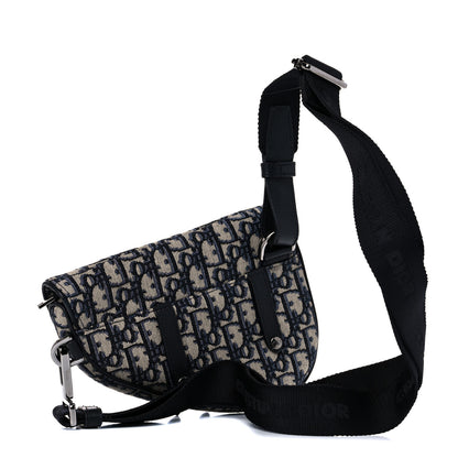 Christian Dior Oblique Mens Mini Saddle Bag Blue 3 of 9