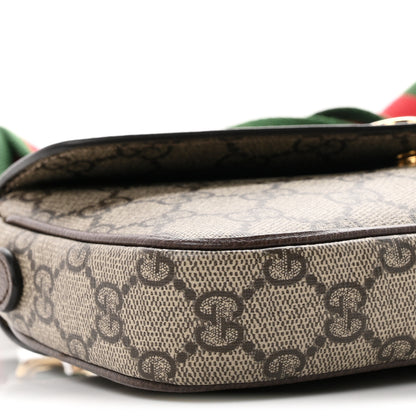 Gucci GG Supreme Monogram Textured Dollar Calfskin Web Mini Ophidia Envelope Shoulder Bag Beige Ebony 8 of 10