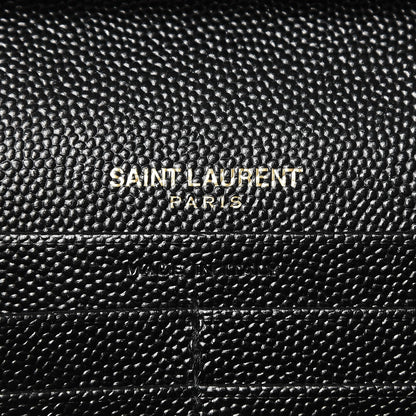 Saint Laurent Grain De Poudre Matelasse Chevron Monogram Chain Wallet Black 6 of 6