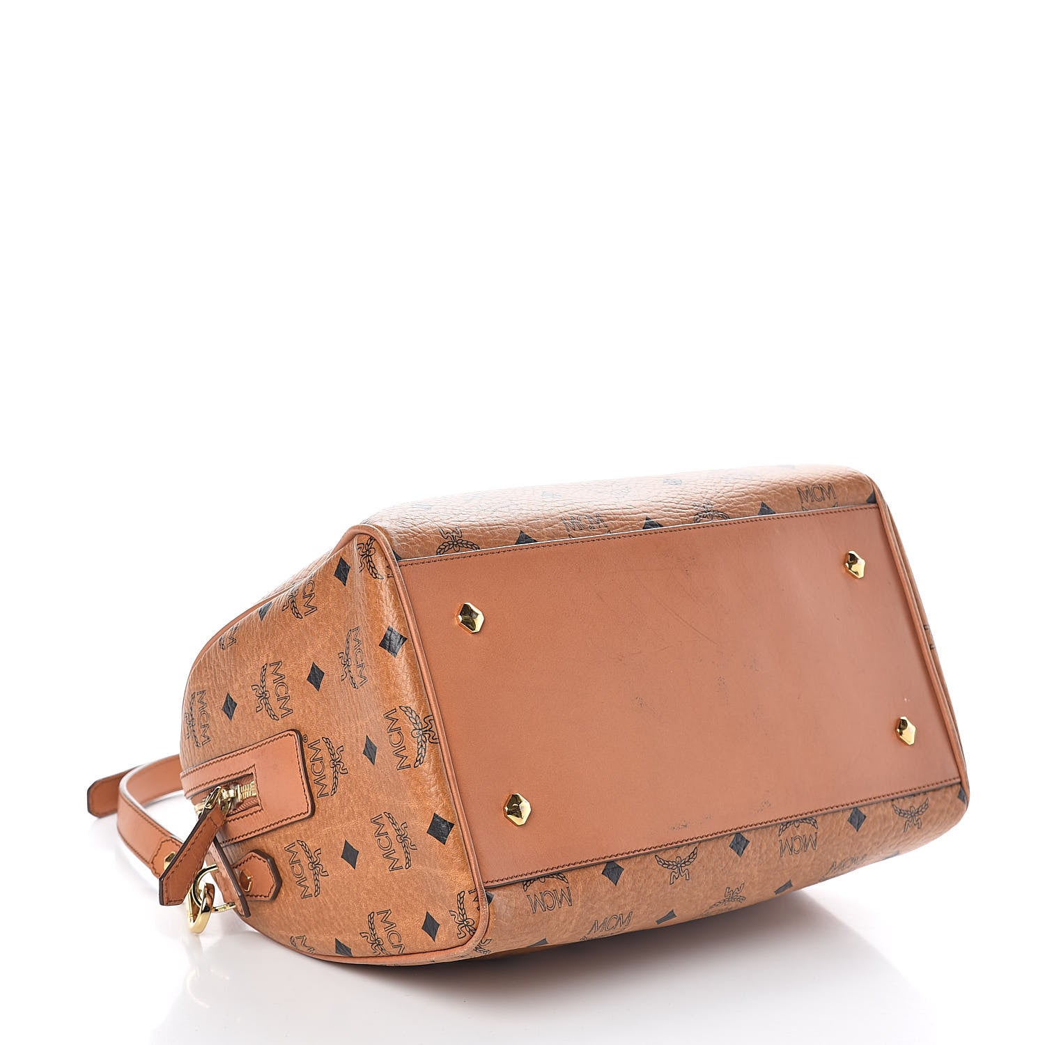 MCM Visetos Medium Boston Bag Cognac 4 of 13
