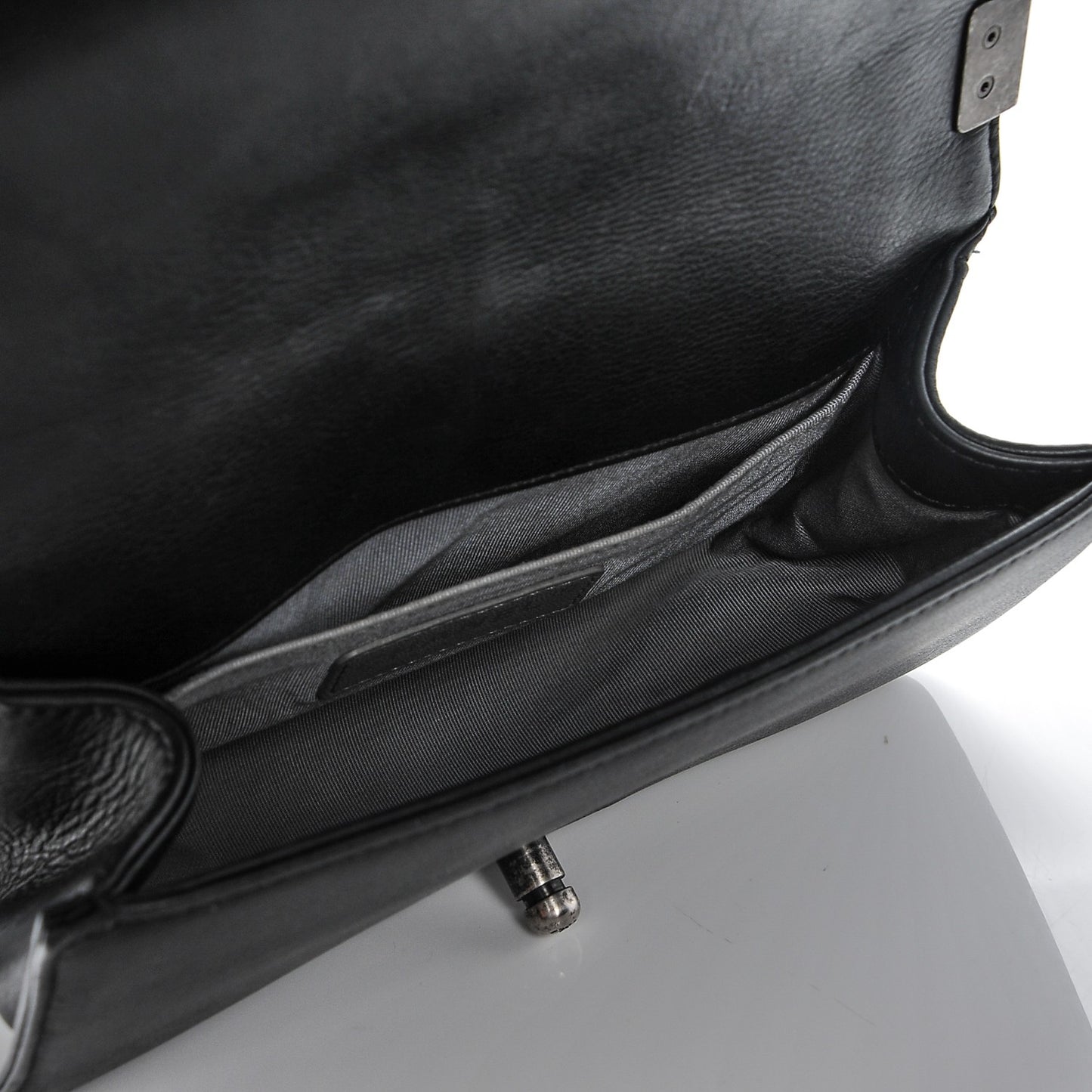 Calfskin Quilted Small Boy Flap Black
