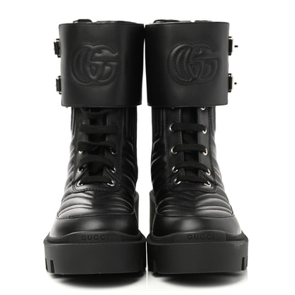 Gucci Nappa Frances GG Matelasse Platform Combat Boots 35.5 Black 2 of 9