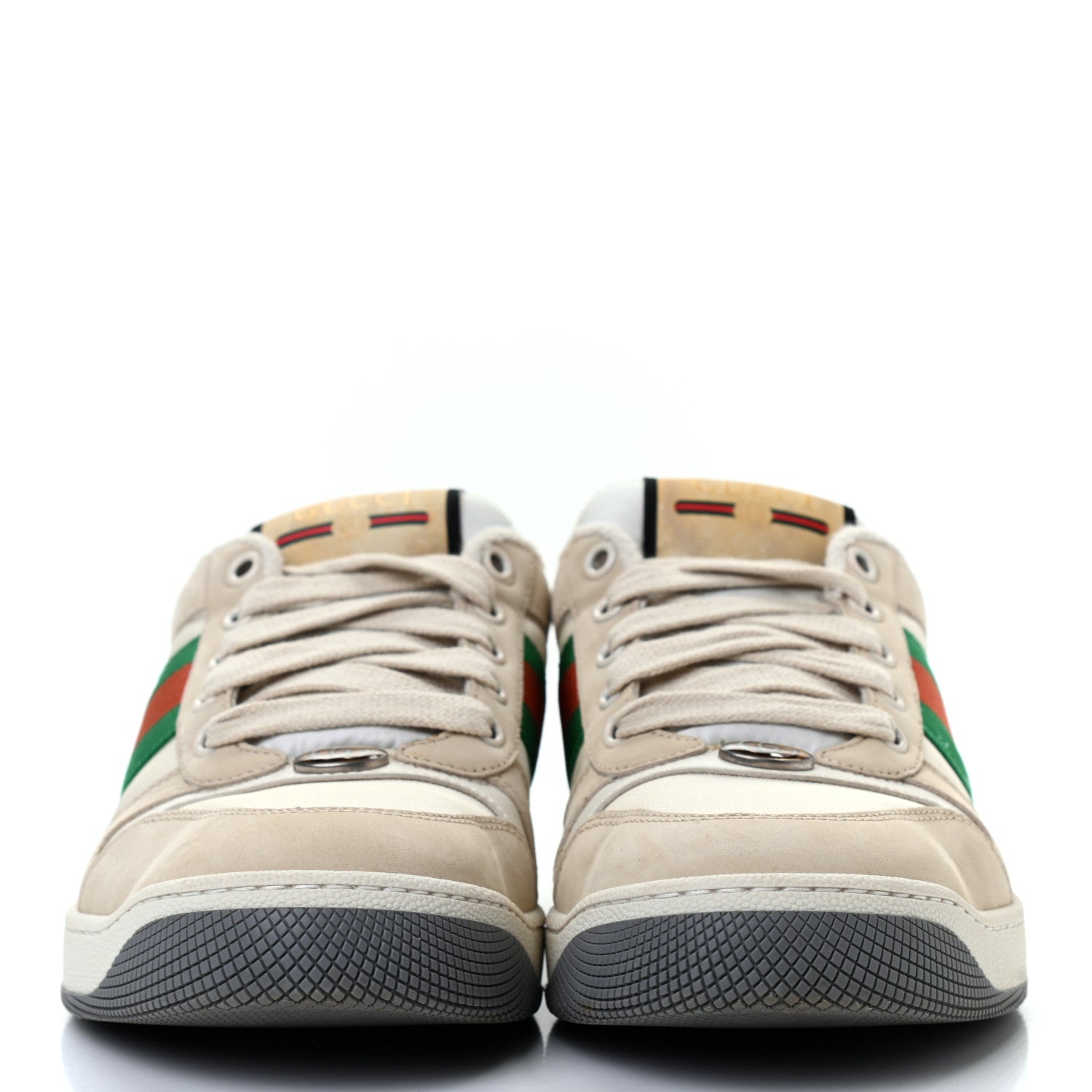Gucci Nylon Nubuck Web Womens Screener Sneakers 38 Mystic White Dusty Milk 2 of 9