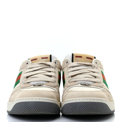 Gucci Nylon Nubuck Web Womens Screener Sneakers 38 Mystic White Dusty Milk 2 of 9