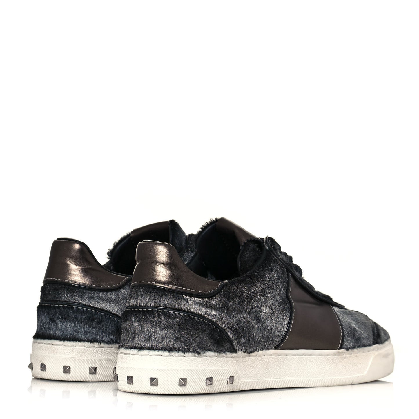 Pony Hair Metallic Calfskin Flycrew Sneakers 38 Gray