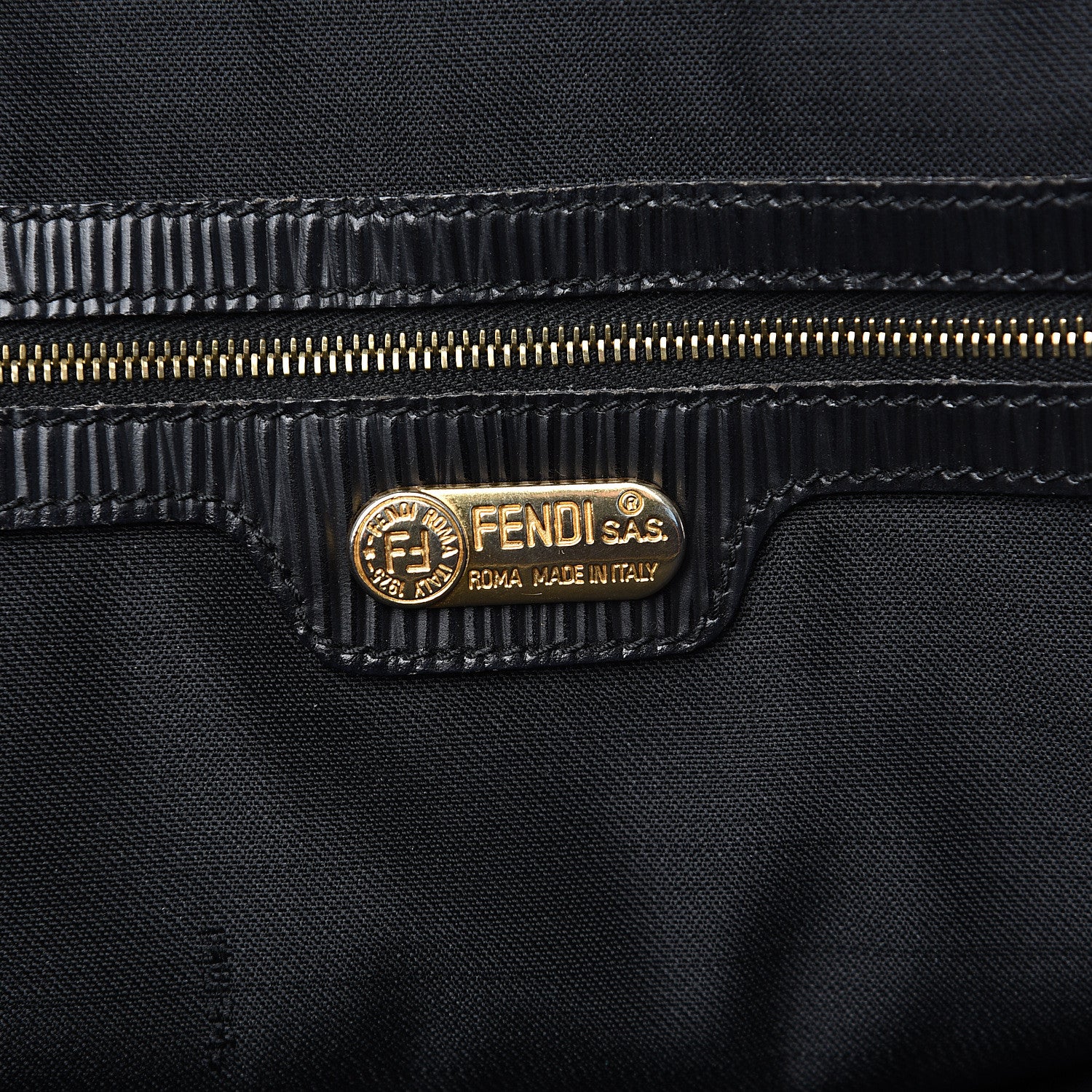 Fendi Pequin Textured Calfskin Tote Black 5 of 9