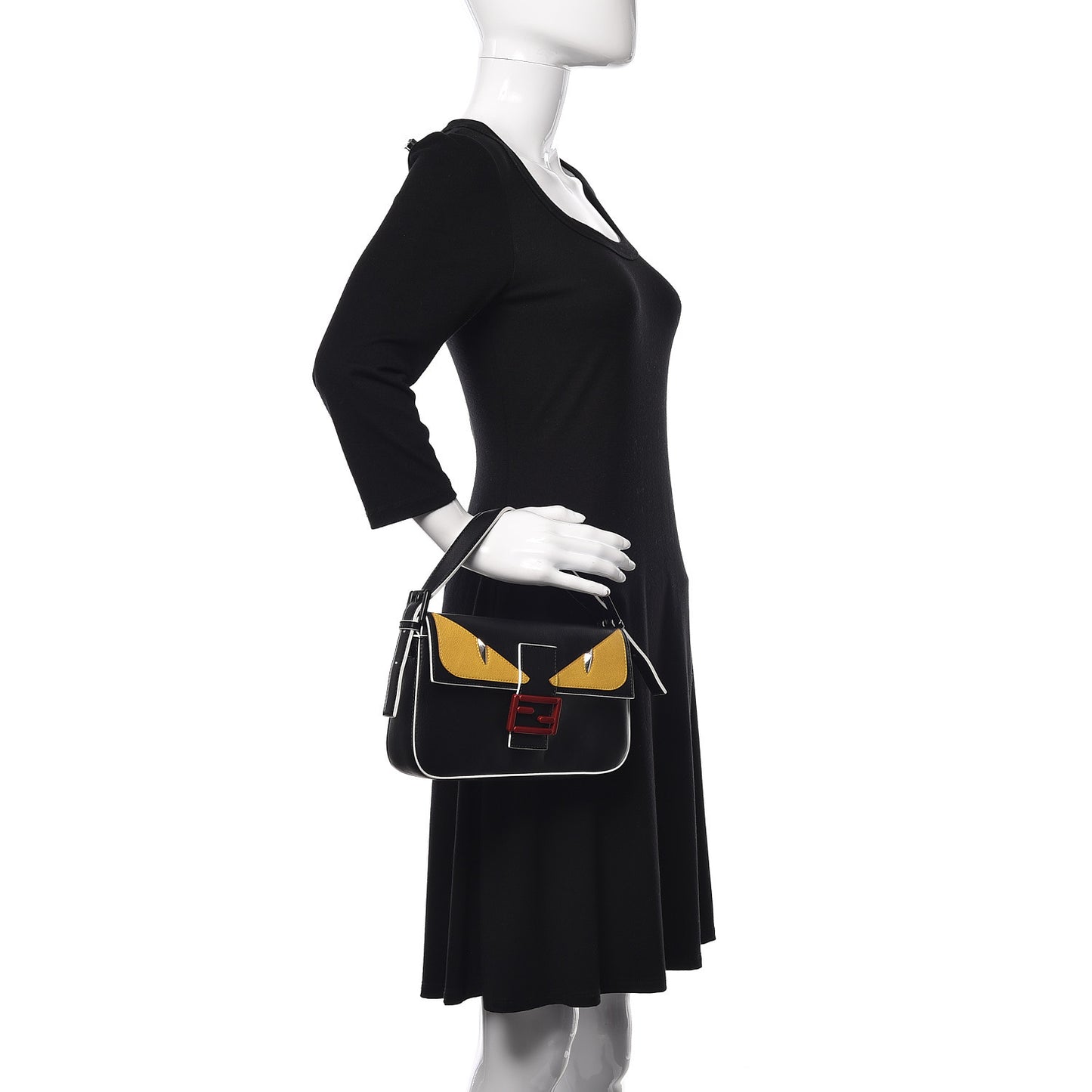 Vitello Dolce Elite Monster Eyes Bi-Color Baguette Black Yellow