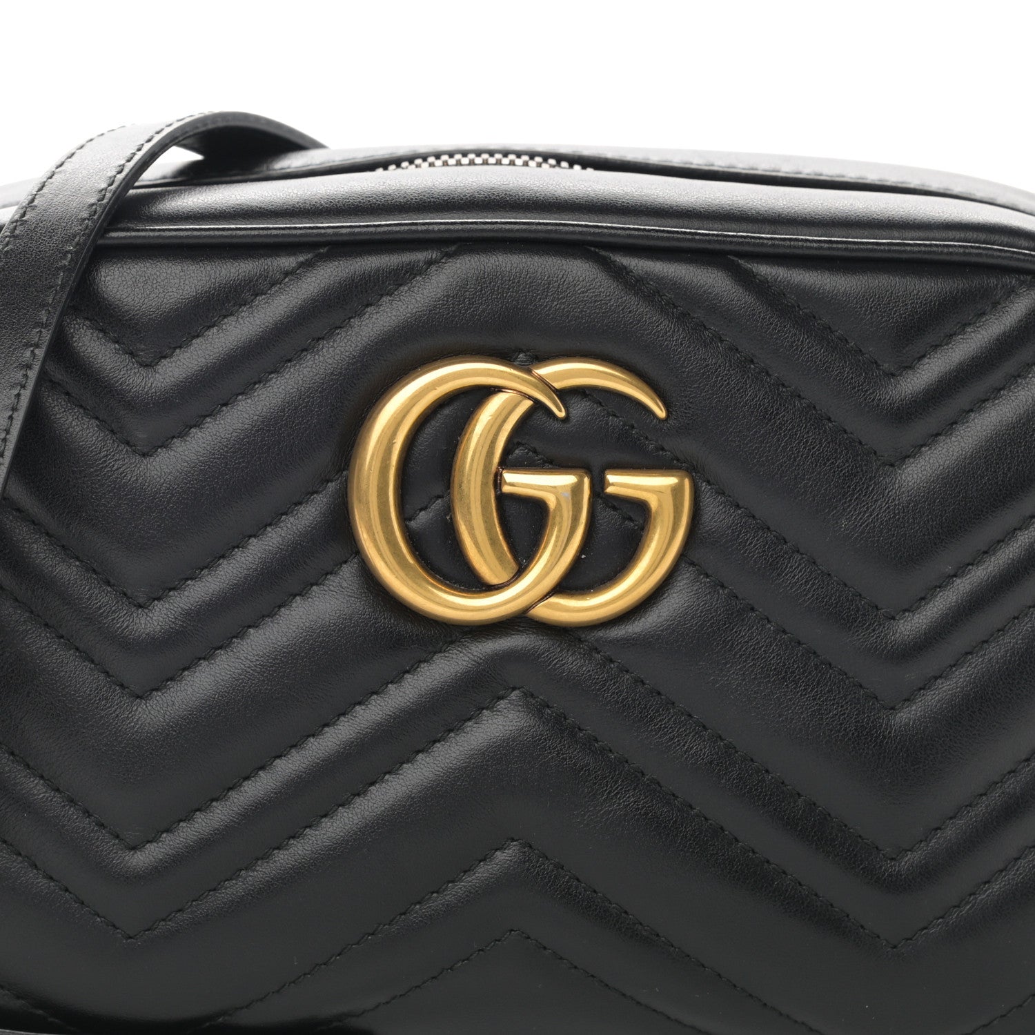 Gucci Calfskin Matelasse Small GG Marmont Chain Shoulder Bag Black 8 of 12