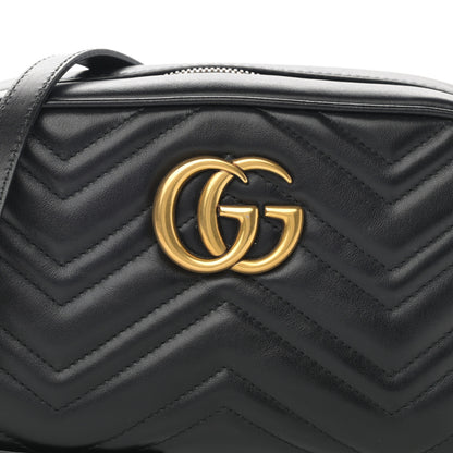 Gucci Calfskin Matelasse Small GG Marmont Chain Shoulder Bag Black 8 of 12