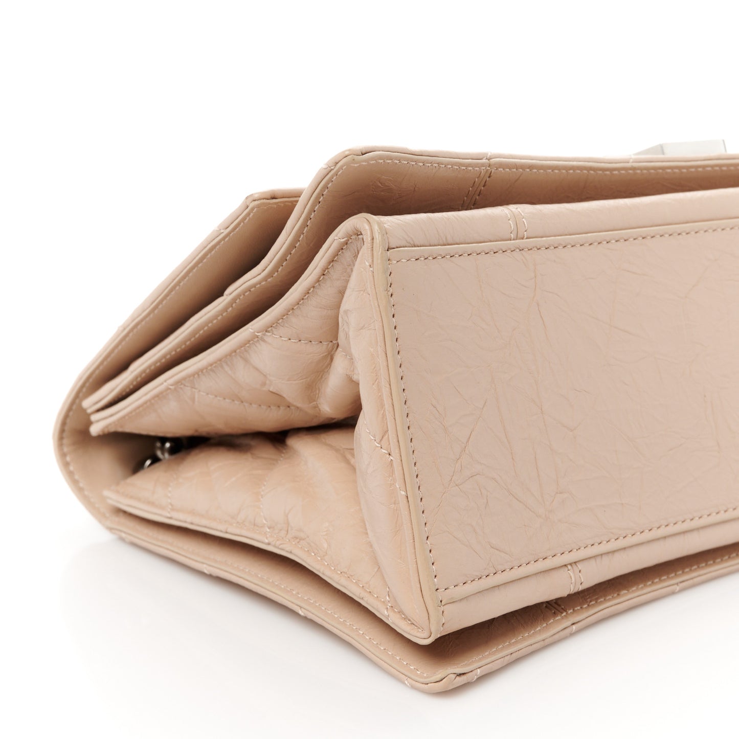 Crushed Calfskin Quilted Medium Crush Chain Bag Nude