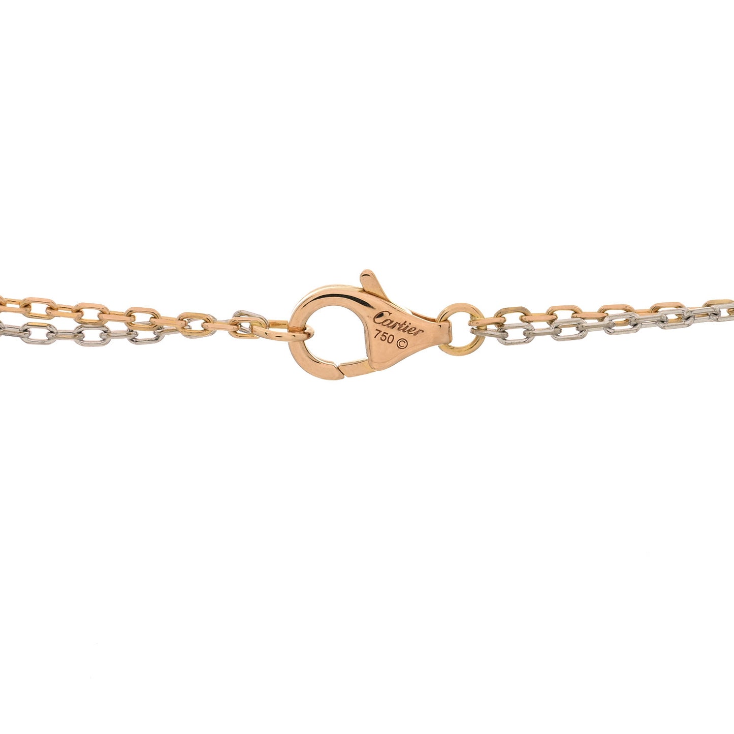 18K White Pink Gold Diamond Three Ring LOVE Pendant Necklace