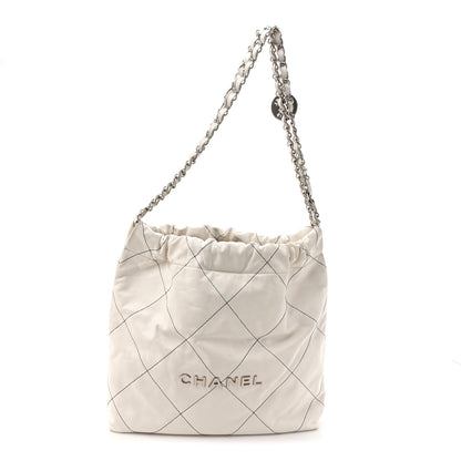 Chanel Shiny Calfskin Quilted Small Chanel 22 White Black 1 of 14