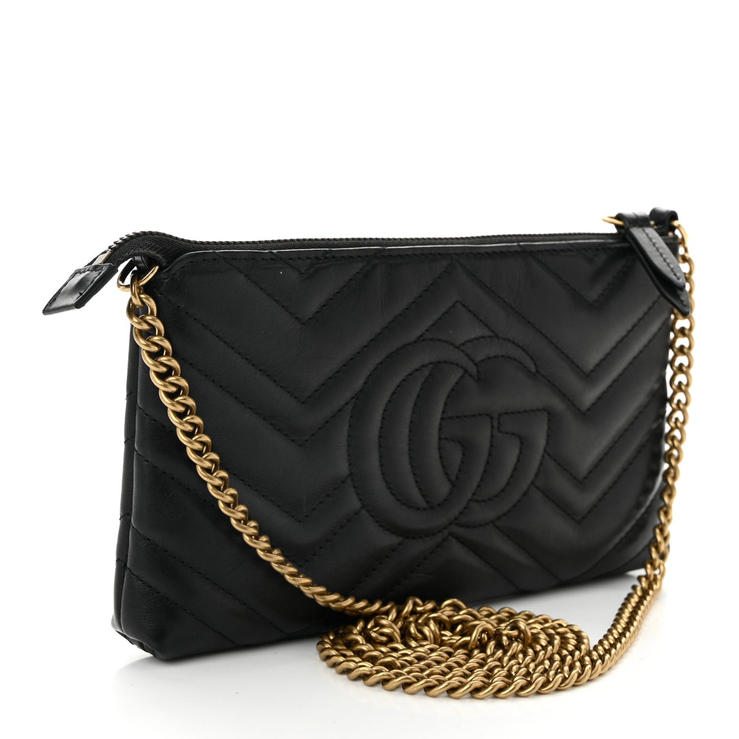 Calfskin Matelasse Mini GG Marmont Chain Bag Black