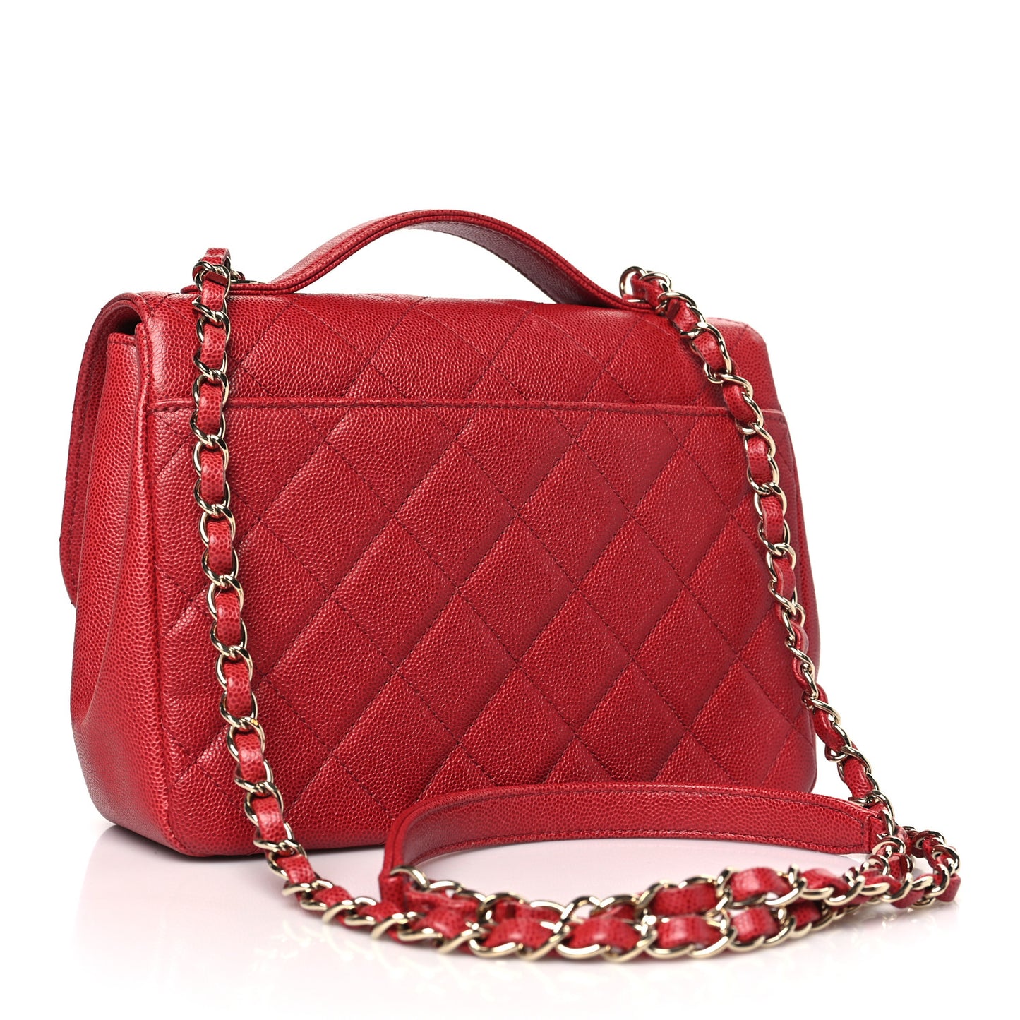 Caviar Quilted Medium Business Affinity Flap Red