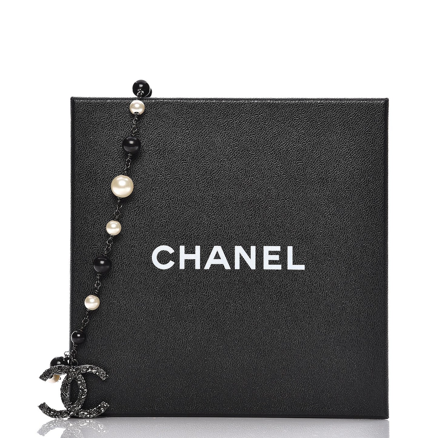 Ruthenium Pearl Beaded CC Short Necklace Black