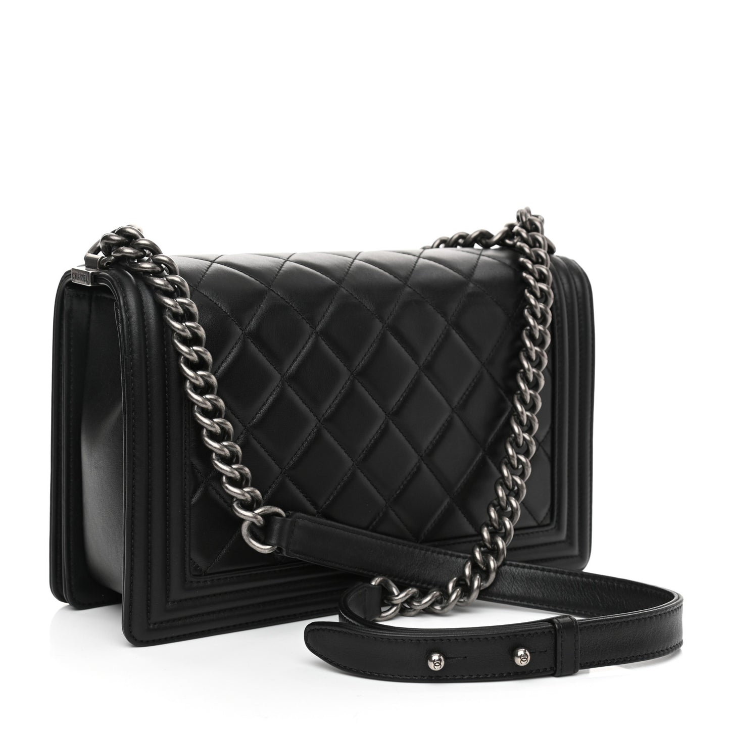Lambskin Quilted New Medium Boy Flap Black