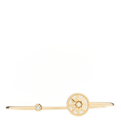 Christian Dior 18K Yellow Gold Diamond Mother of Pearl Rose Des Vents Cuff Bracelet 1 of 3