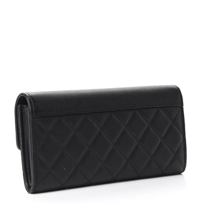 Chanel Goatskin Quilted CC Box Flap Wallet Black 3 of 9