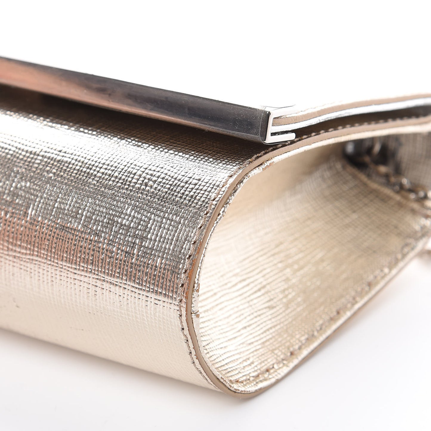 Vitello Mirror Elite Bi-Color Mini Rush Clutch Argento Champagne