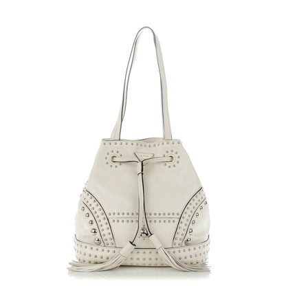 Prada Soft Calf Studded Bucket Bag Bianco 1 of 8
