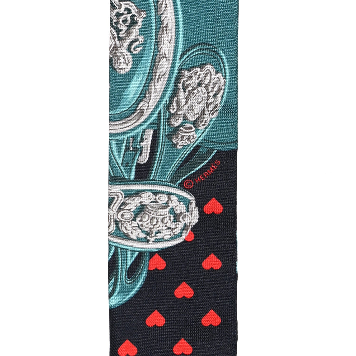 Hermes Silk Brides de Gala Love Twilly Caban Canard Rouge 3 of 4