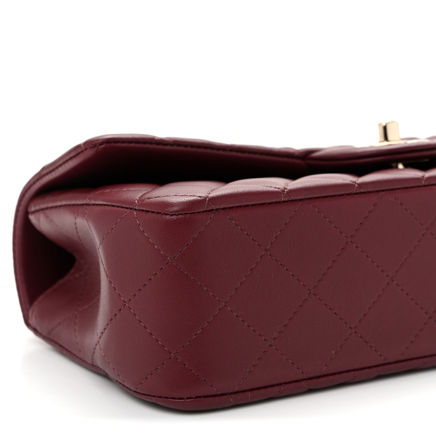 Chanel Lambskin Quilted Top Handle East West Flap Dark Burgundy 9 of 11