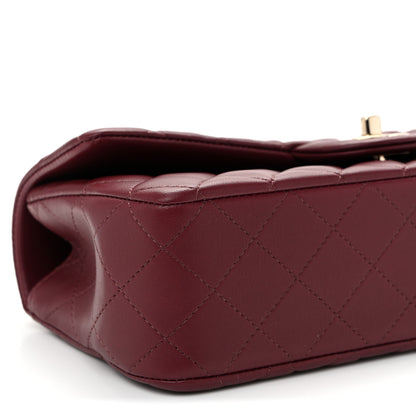 Chanel Lambskin Quilted Top Handle East West Flap Dark Burgundy 9 of 11