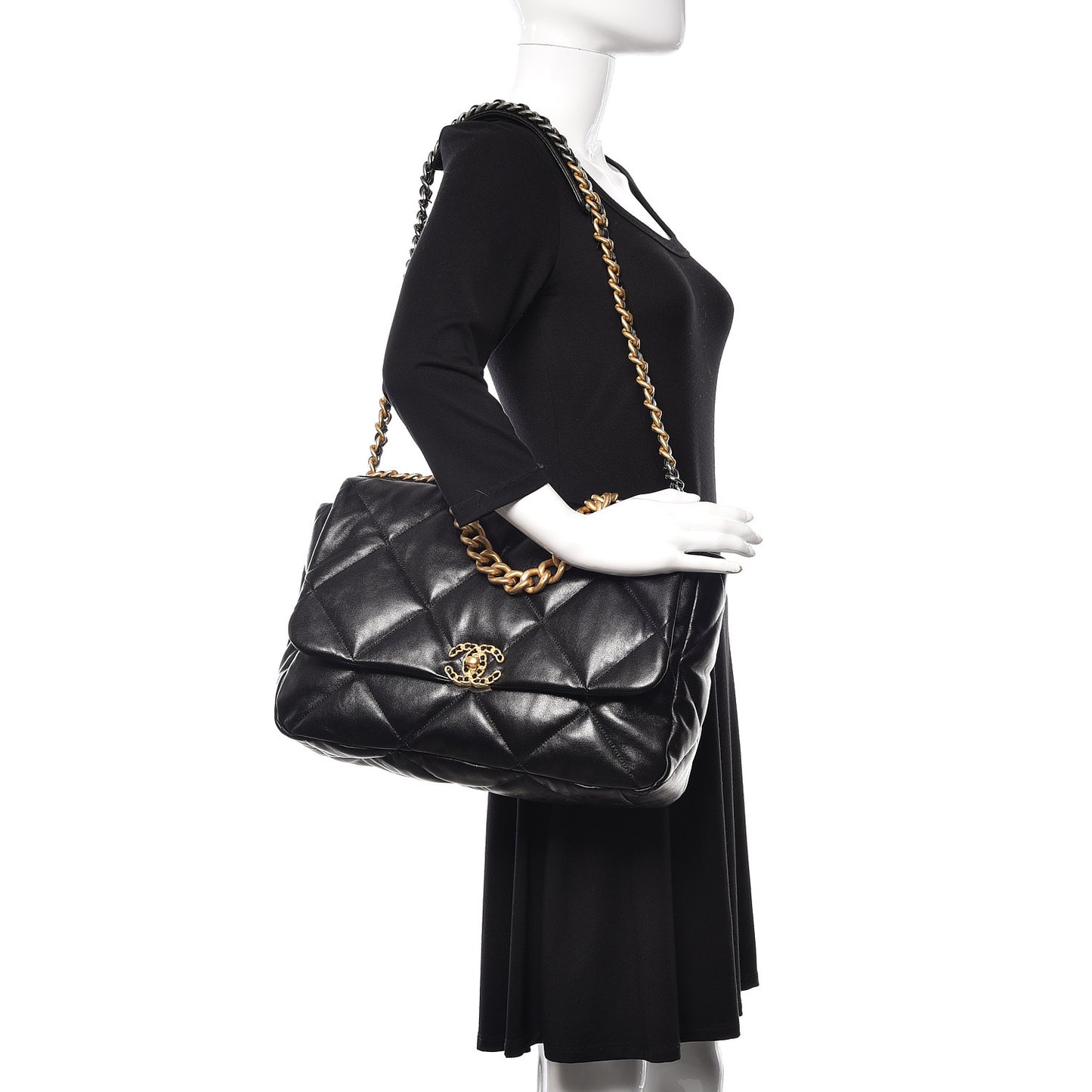 Goatskin Quilted Maxi 19 Flap Black