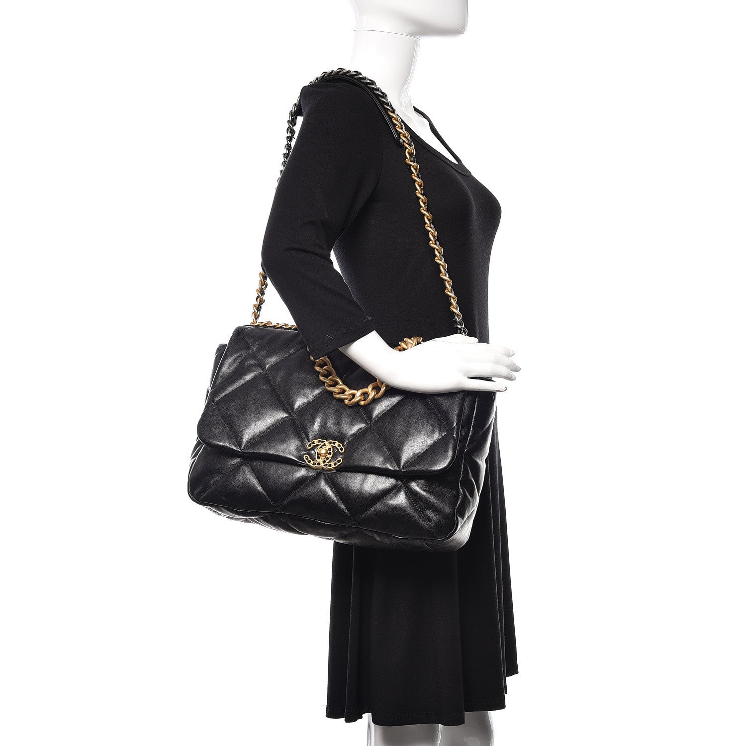 Chanel Goatskin Quilted Maxi 19 Flap Black 2 of 11