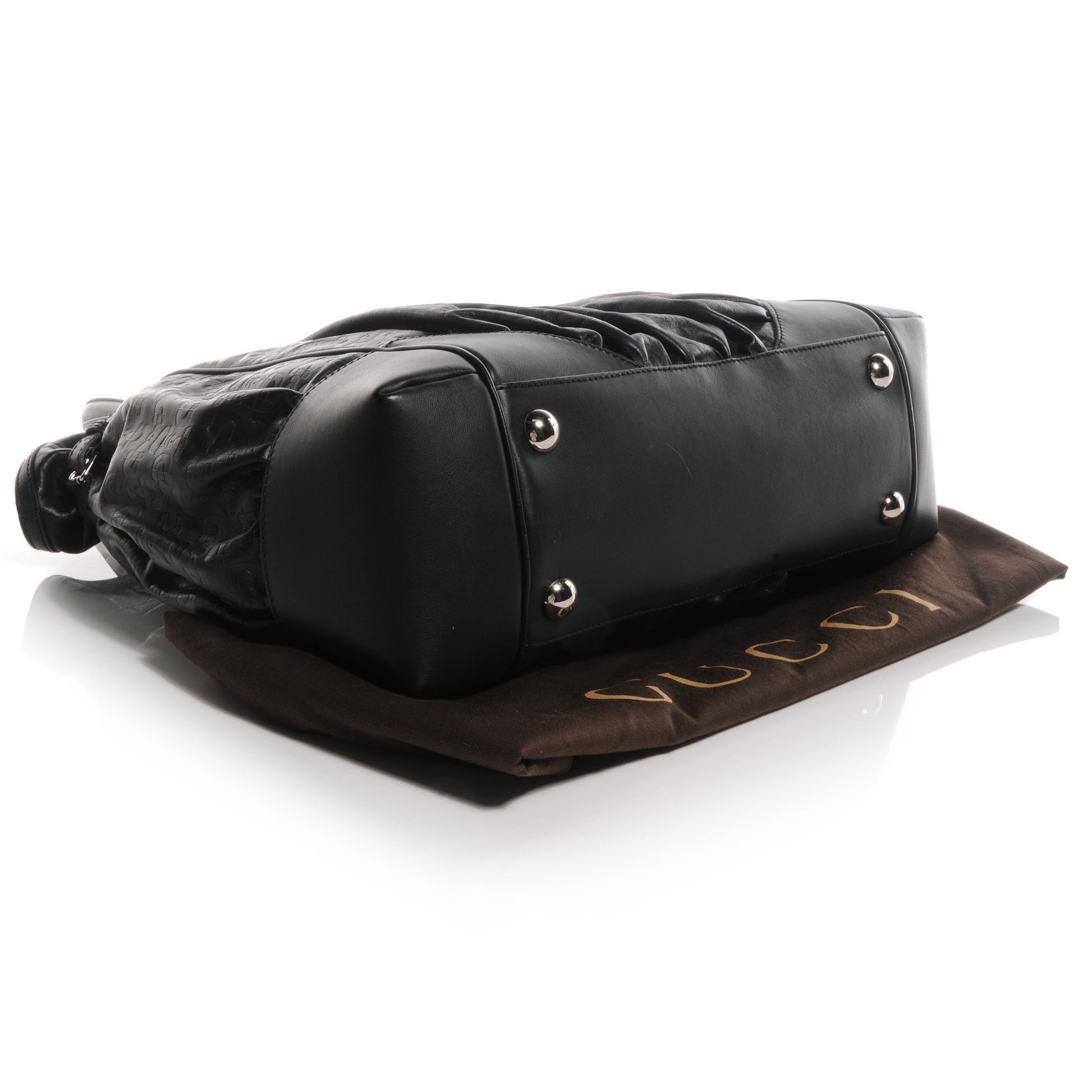 Gucci Horsebit Embossed Full Moon Tote Black 4 of 7