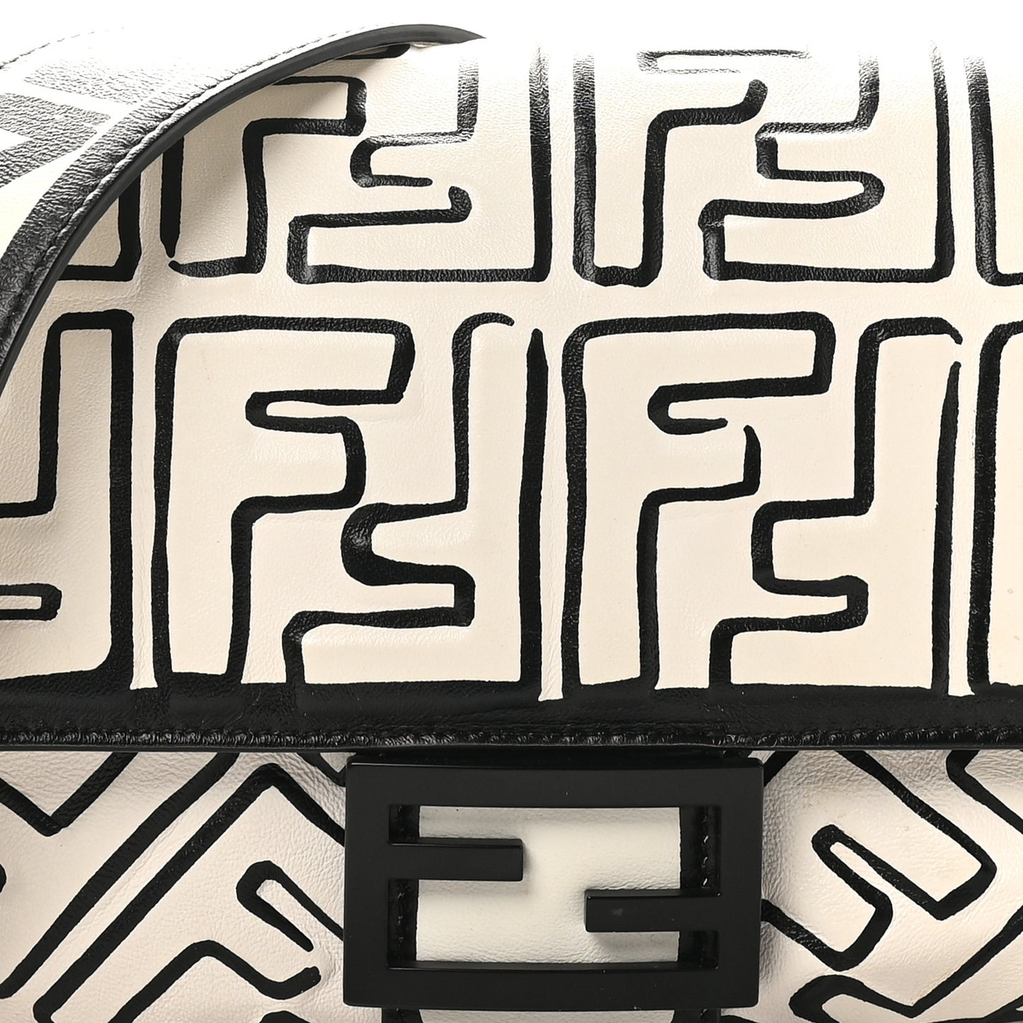 X JOSHUA VIDES Nappa FF Embossed Baguette White Black