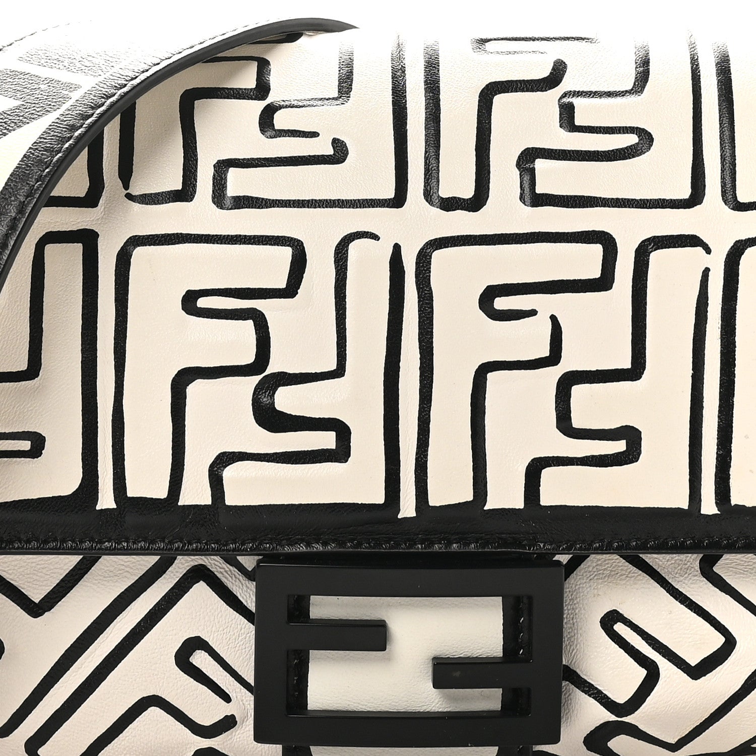 Fendi X JOSHUA VIDES Nappa FF Embossed Baguette White Black 8 of 10