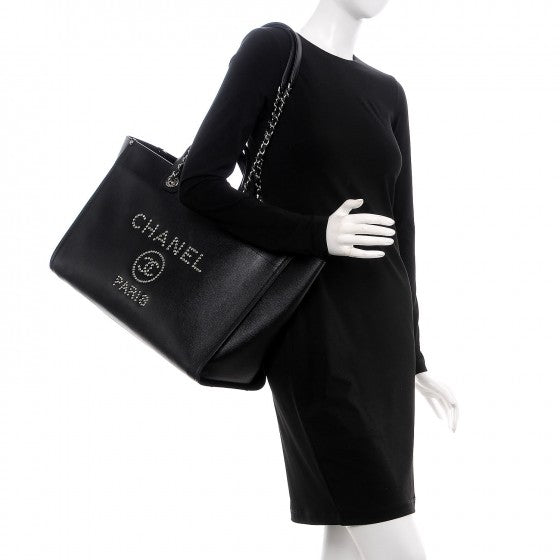 Chanel Caviar Extra Large Studded Deauville Tote Black 2 of 9