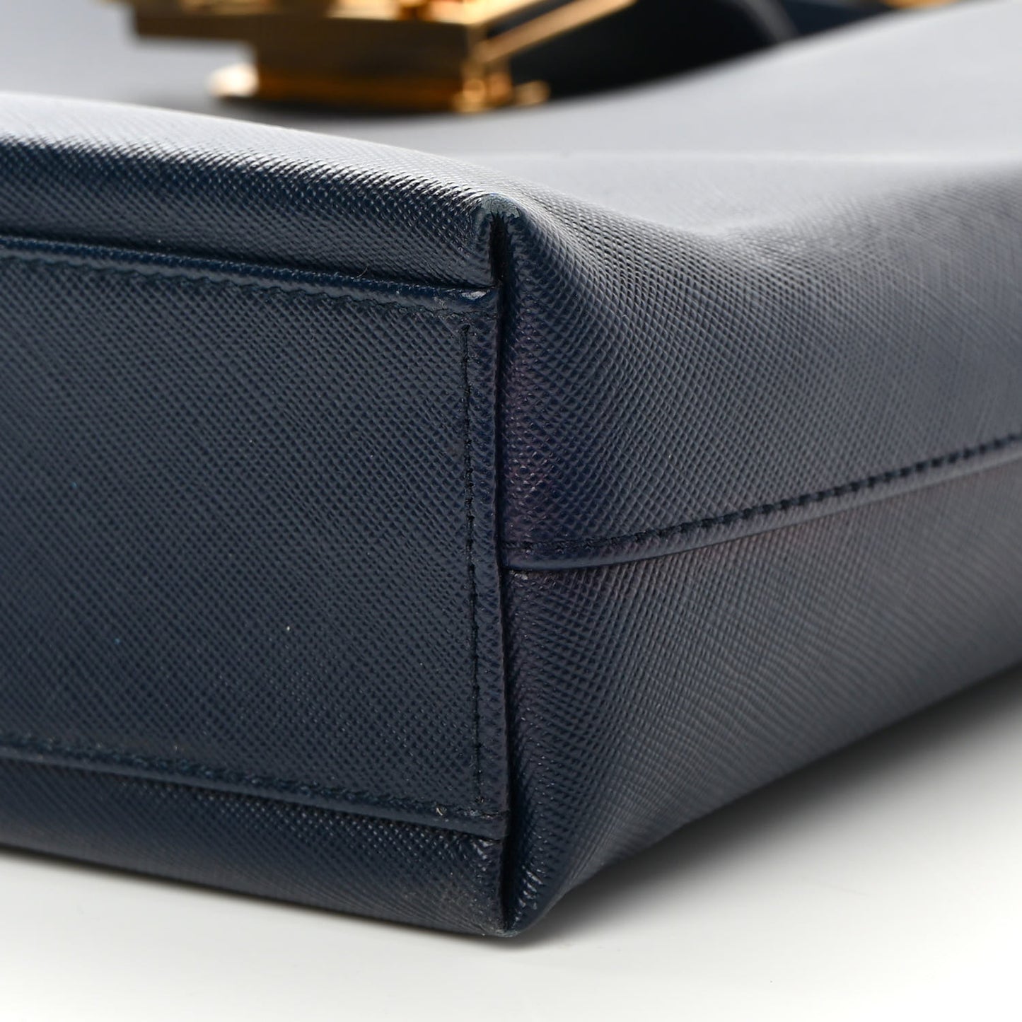 Hammered Calfskin Trifolio Shoulder Bag Navy
