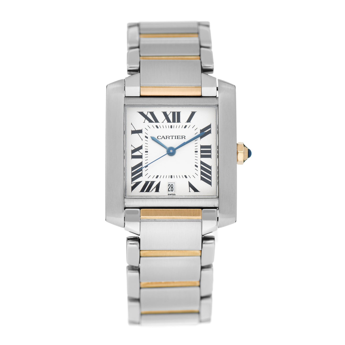 Stainless Steel 18K Yellow Gold 28mm Tank Francaise Automatic Watch