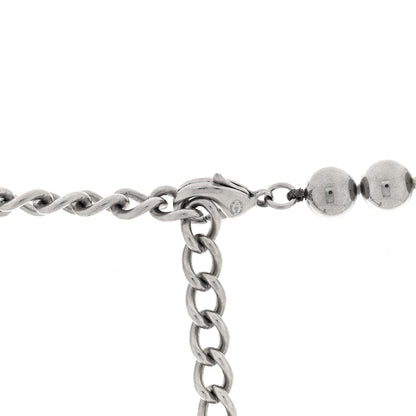 Chanel Metal Pearl CC Long Necklace Silver Pearly White Grey 4 of 4
