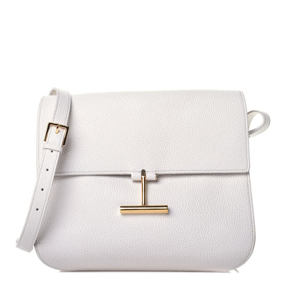 Tom Ford Grained Calfskin Large T Clasp Tara Crossbody Bag White 1 of 9