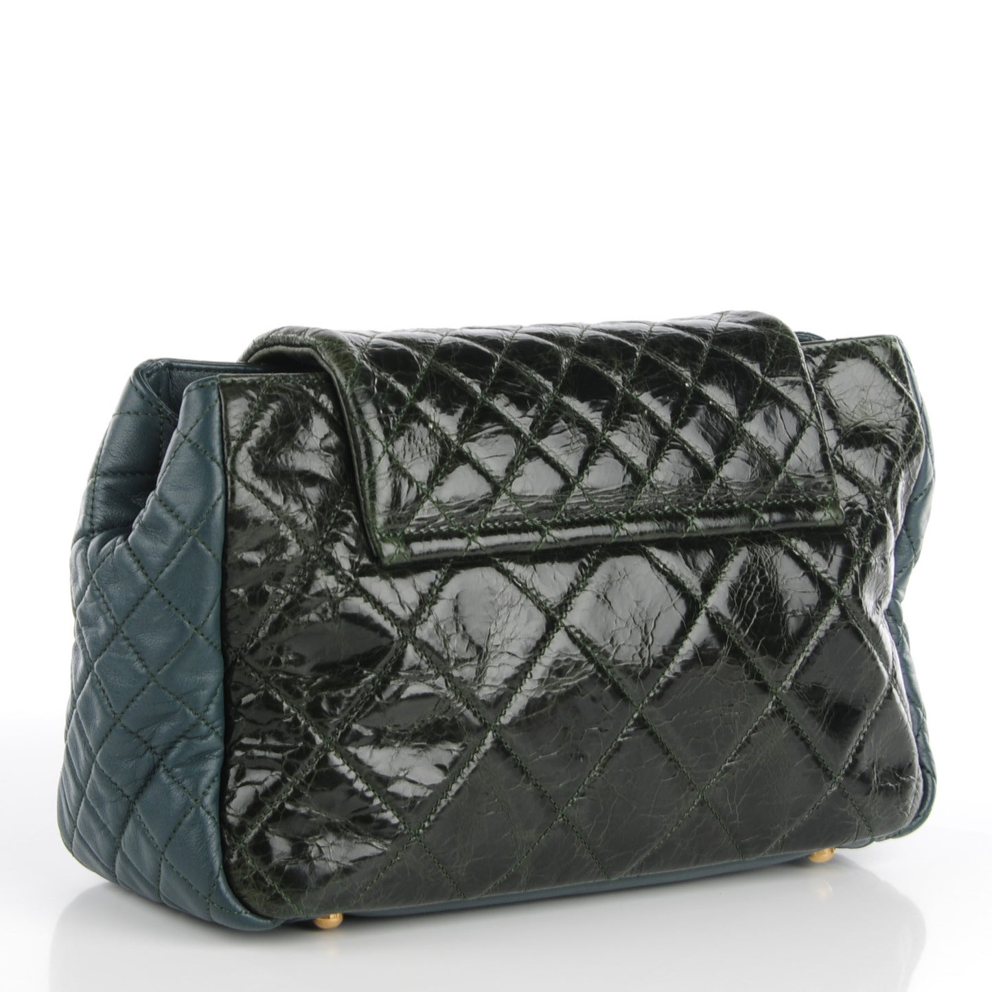 Glazed Calfskin Quilted Mademoiselle Shopping Tote Green