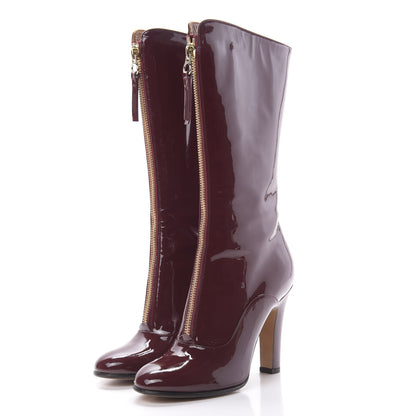 Valentino Garavani Patent Rebelle Front Zip BBoots 37 Rubin 3 of 7