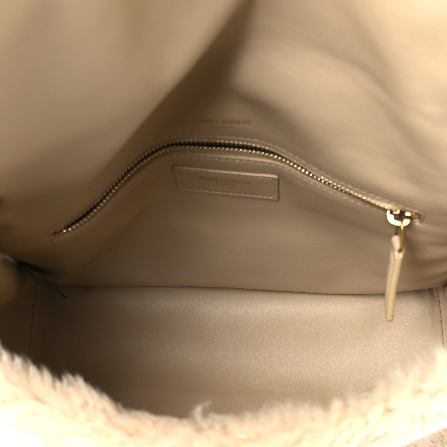 Saint Laurent Lambskin Shearling Monogram Medium Niki Chain Satchel Natural Beige 5 of 12